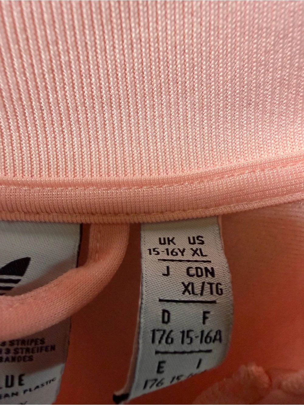 Adidas Originals Pink Track Jacket Youth XL Fits Women’s XS/S Trefoil